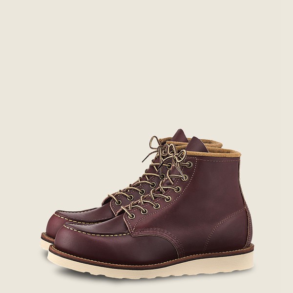 Red Wing Heritage Boots Burgundy - Mens Classic Moc - 6-inch Mesa Leather - 5087-WNHEM